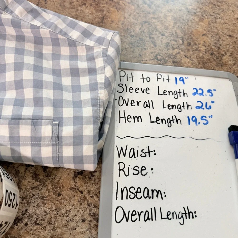 Crewcuts J.Crew Boys Blue Gingham Button Down Shirt Long Sleeve Size 14 J6091